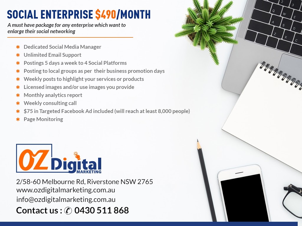 OZ Digital Marketing |  | 7/68 Industry Rd, Vineyard NSW 2765, Australia | 0430511868 OR +61 430 511 868