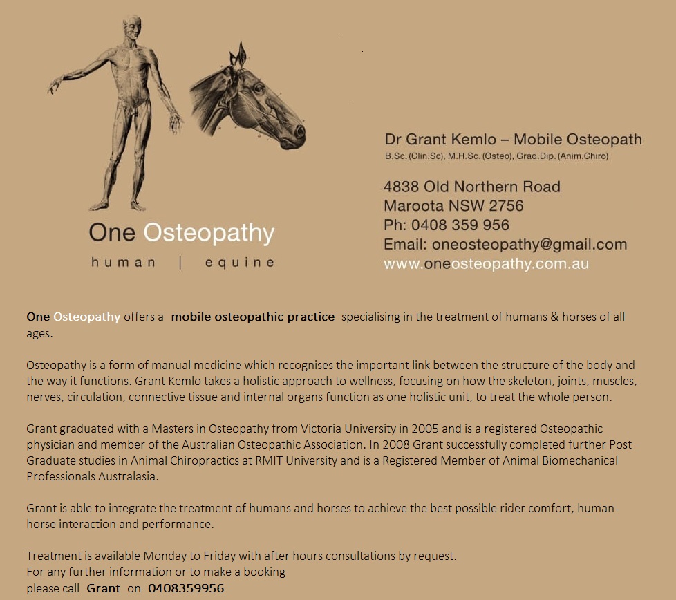 One Osteopathy - Human & Equine | health | 4838 Old Northern Rd, Maroota NSW 2756, Australia | 0408359956 OR +61 408 359 956