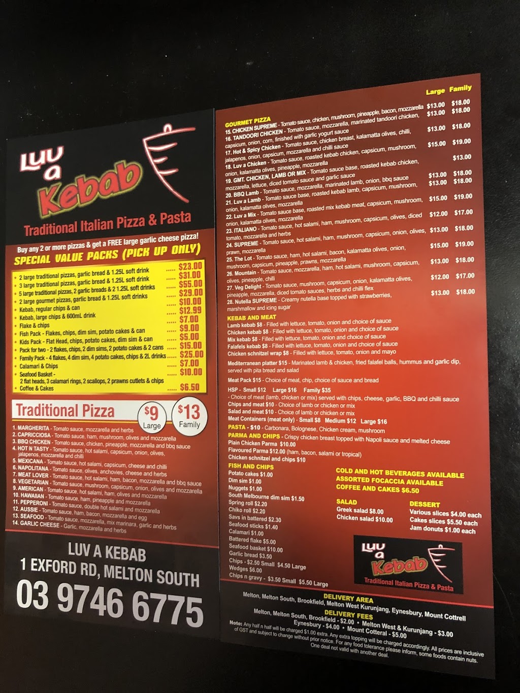 Luv A Kebab | restaurant | 1 Exford Rd, Melton South VIC 3338, Australia | 0397466775 OR +61 3 9746 6775