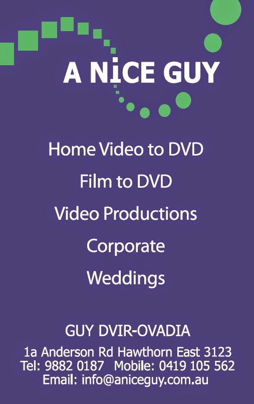 A Nice Guy Video Productions |  | 1A Anderson Rd, Hawthorn East VIC 3123, Australia | 0398820187 OR +61 3 9882 0187