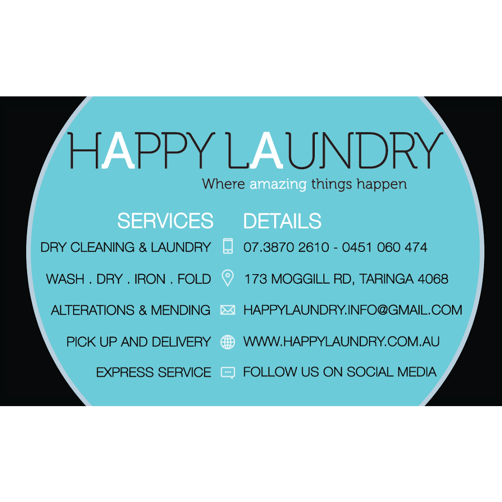 Happy Laundry | laundry | 173 Moggill Rd, Taringa QLD 4068, Australia | 0738702610 OR +61 7 3870 2610