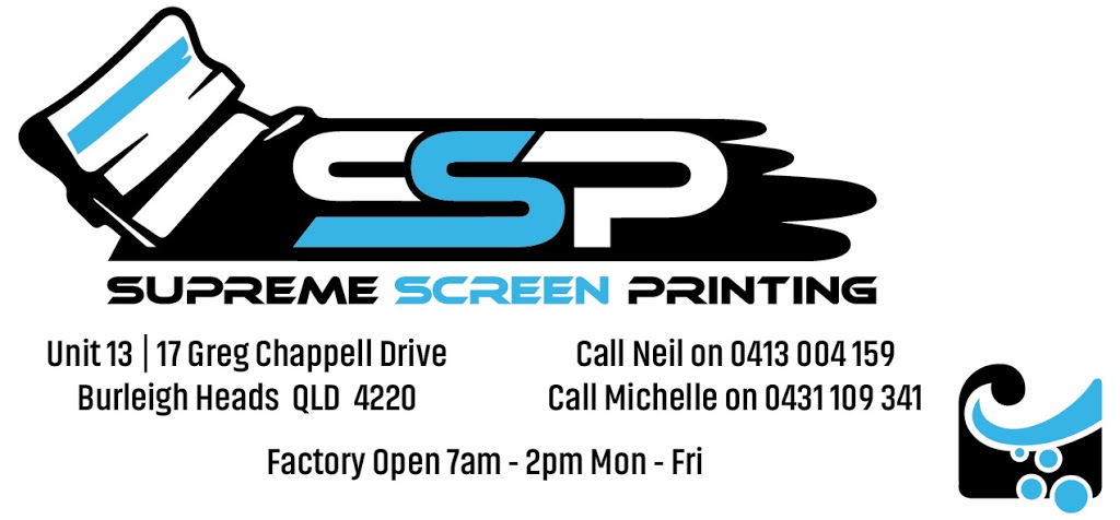 Supreme Screen Printing (formerly Psycho Printers) | Unit 13/17 Greg Chappell Dr, Burleigh Heads QLD 4220, Australia | Phone: 0413 004 159