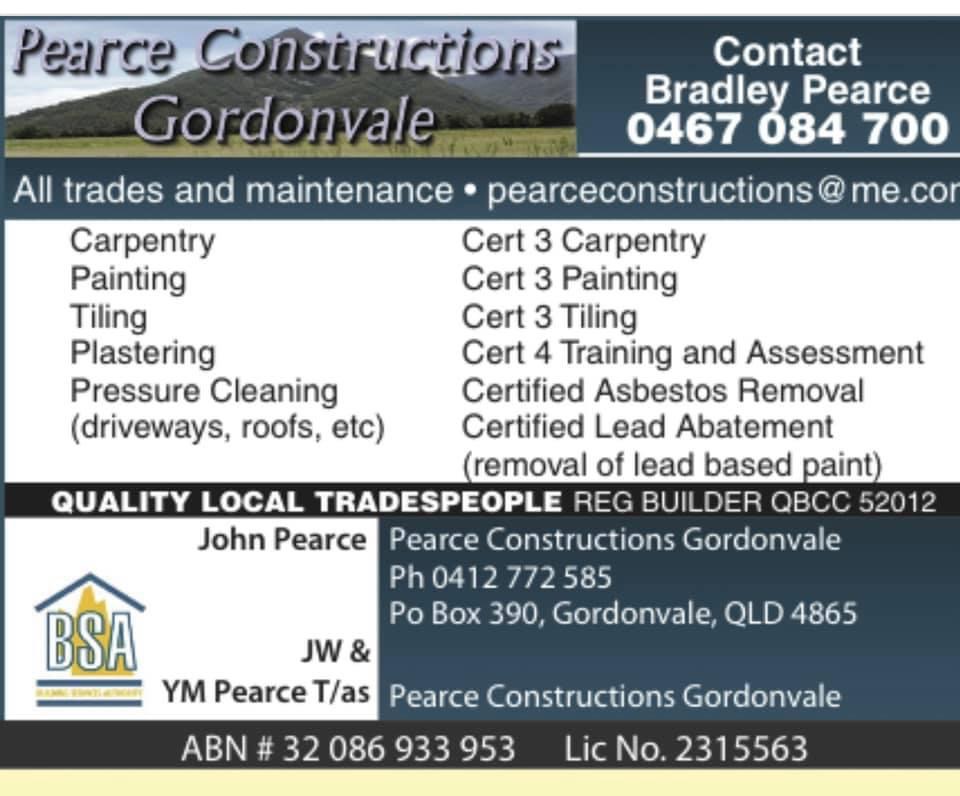 Pearce Constructions & Maintanance | 55 Golden St, Goldsborough QLD 4865, Australia | Phone: 0467 084 700