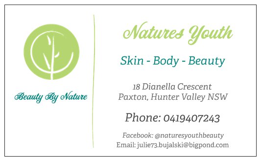 Natures Youth Beauty | 18 Dianella Crescent, Paxton NSW 2325, Australia | Phone: 0419 407 243