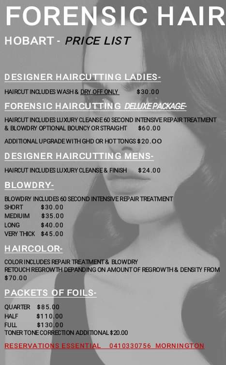 FORENSIC HAIR - HOBART | hair care | 48 Binalong Rd, Mornington TAS 7018, Australia | 0410330756 OR +61 410 330 756