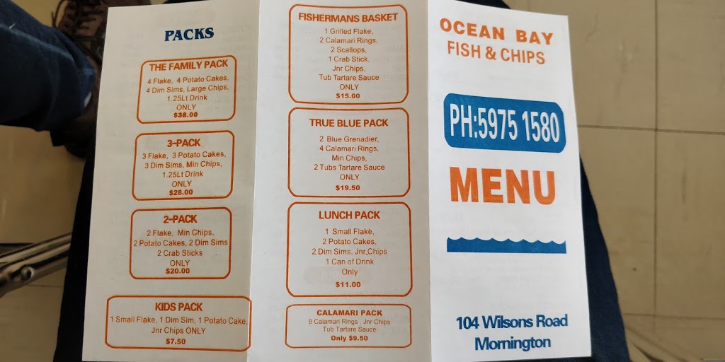 Ocean Bay Fish & Chips | restaurant | 104 Wilsons Rd, Mornington VIC 3931, Australia | 0359751580 OR +61 3 5975 1580
