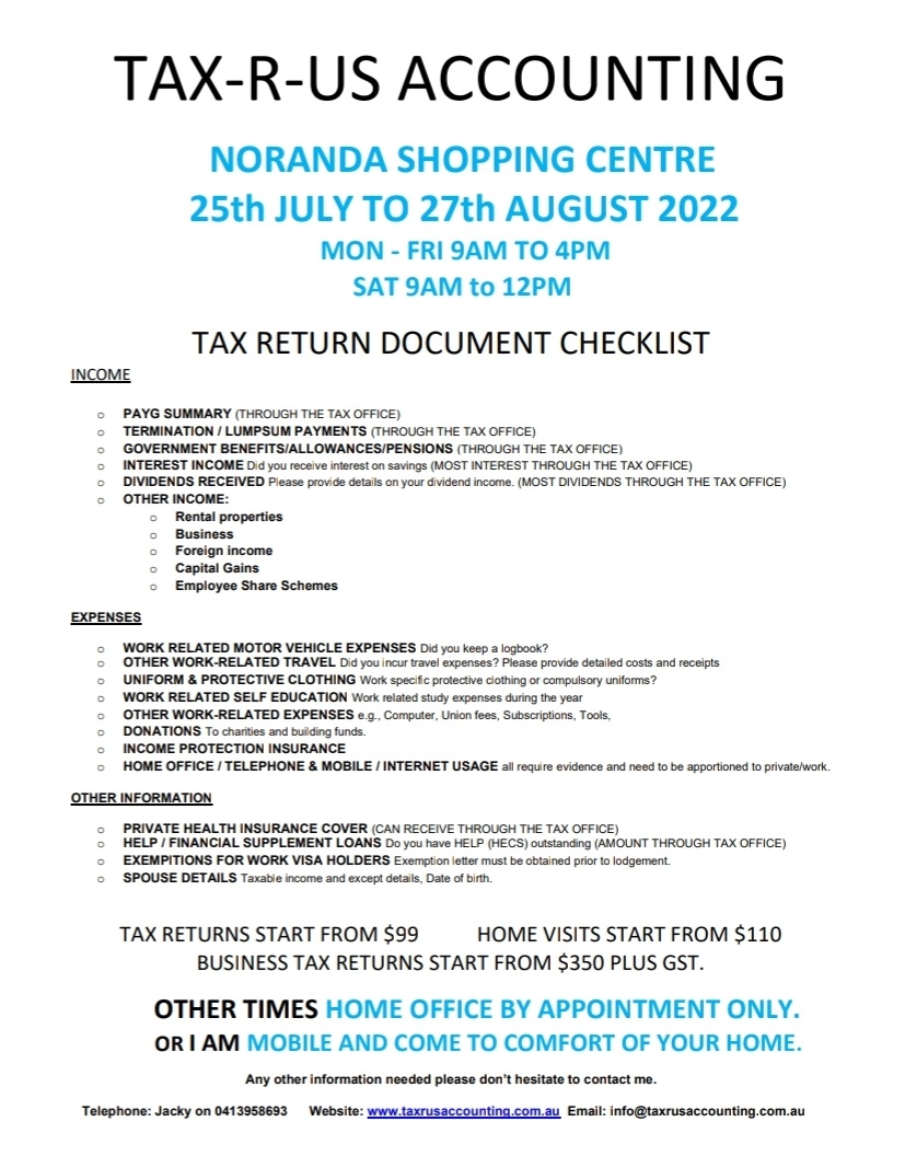 Tax R Us Accounting | 13 Mottram Pl, Morley WA 6062, Australia | Phone: 0413 958 693