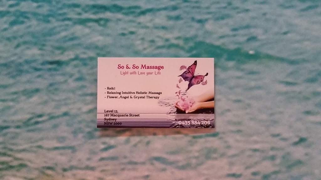 So & So Massage | 13/167 Macquarie St, Sydney NSW 2000, Australia | Phone: 0435 884 206