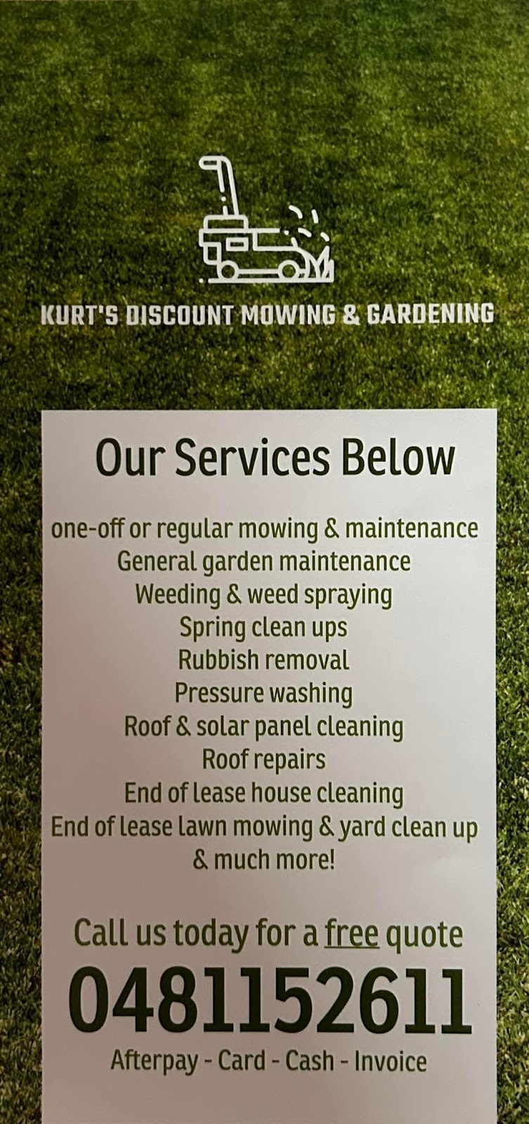 Kurt’s Discount Mowing & Gardening | 42 Ferrier Dr, Yarravel NSW 2440, Australia | Phone: 0481 152 611