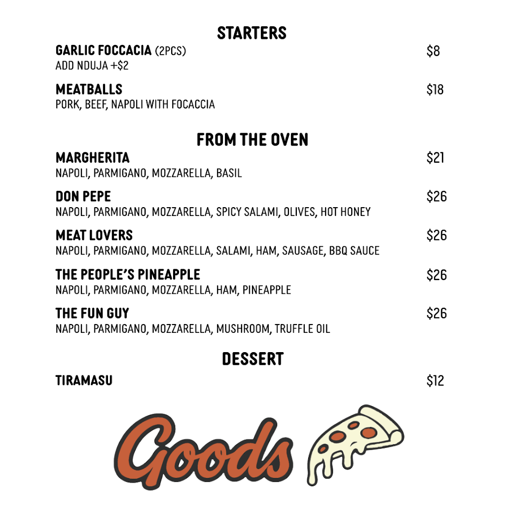 Goods Pizza | 148 Manners St, Tenterfield NSW 2372, Australia | Phone: 0481 916 607