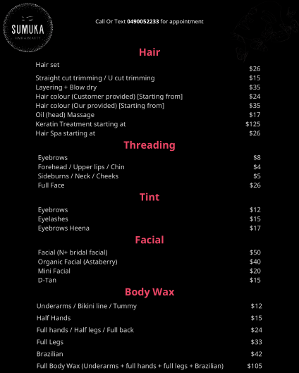 Sumuka Hair & Beauty | 25 Artfield St, Cranbourne East VIC 3977, Australia | Phone: 0490 052 233