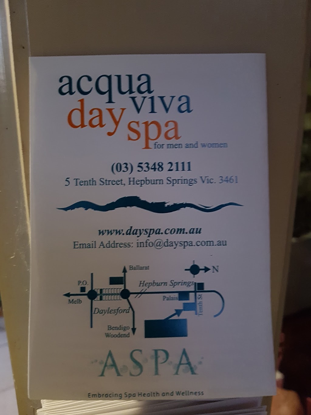 Acqua Viva Day Spa | spa | 5 Tenth St, Hepburn Springs VIC 3461, Australia | 0353482111 OR +61 3 5348 2111