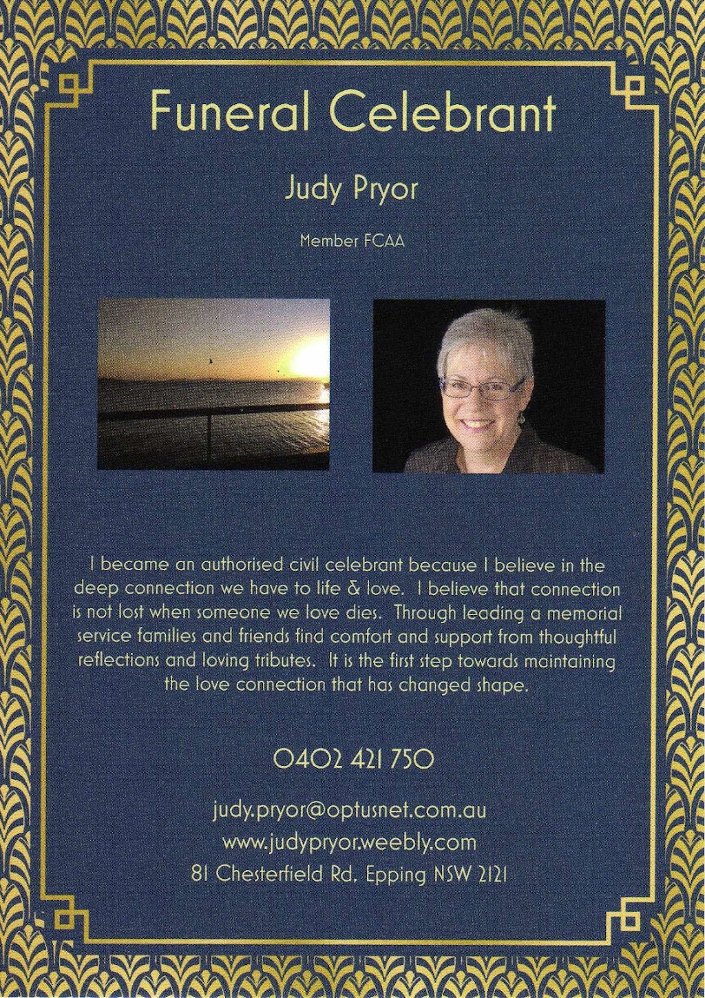 Judy Pryor, Civil Celebrant | u33/20 Bonner Avenue, Manly NSW 2095, Australia | Phone: 0402 421 750