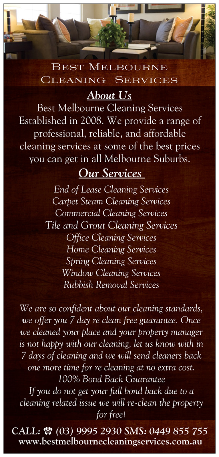 Best Melbourne Cleaning Services | 19 Fieldstone Cres, Cranbourne North VIC 3977, Australia | Phone: (03) 9995 2930