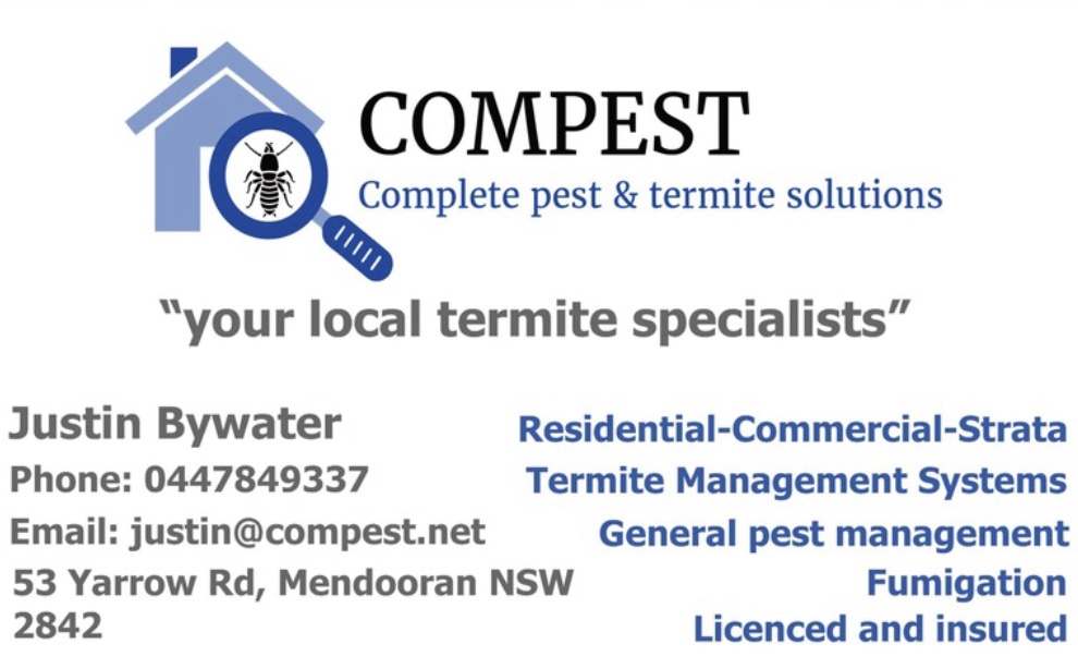 Compest complete Pest & Termite solutions | home goods store | 53 Yarrow Rd, Mendooran NSW 2842, Australia | 0447849337 OR +61 447 849 337
