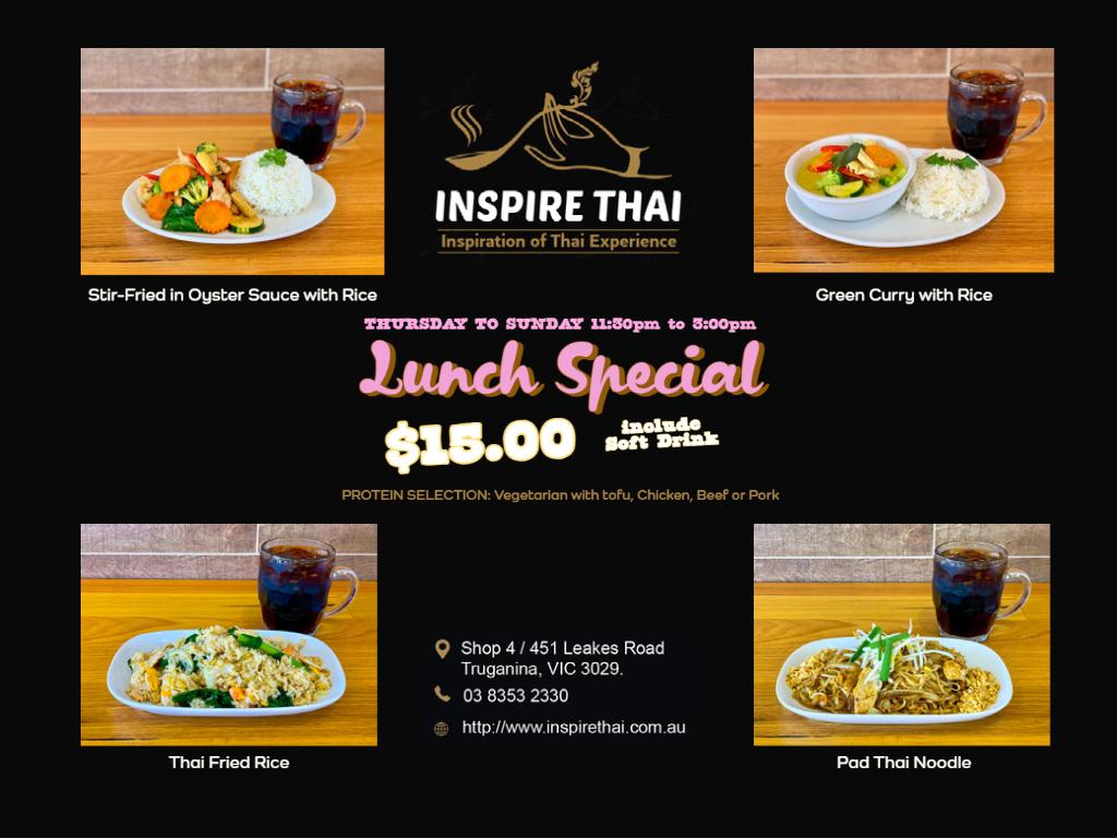 Inspire Thai | meal takeaway | Shop 4/451 Leakes Rd, Truganina VIC 3029, Australia | 0383532330 OR +61 3 8353 2330