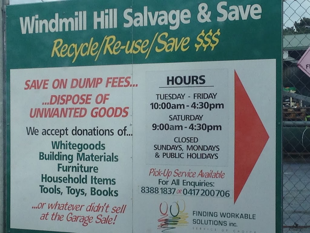 Salvage & Save Windmill HIll | Nixon Rd, Totness SA 5250, Australia | Phone: (08) 8388 1837