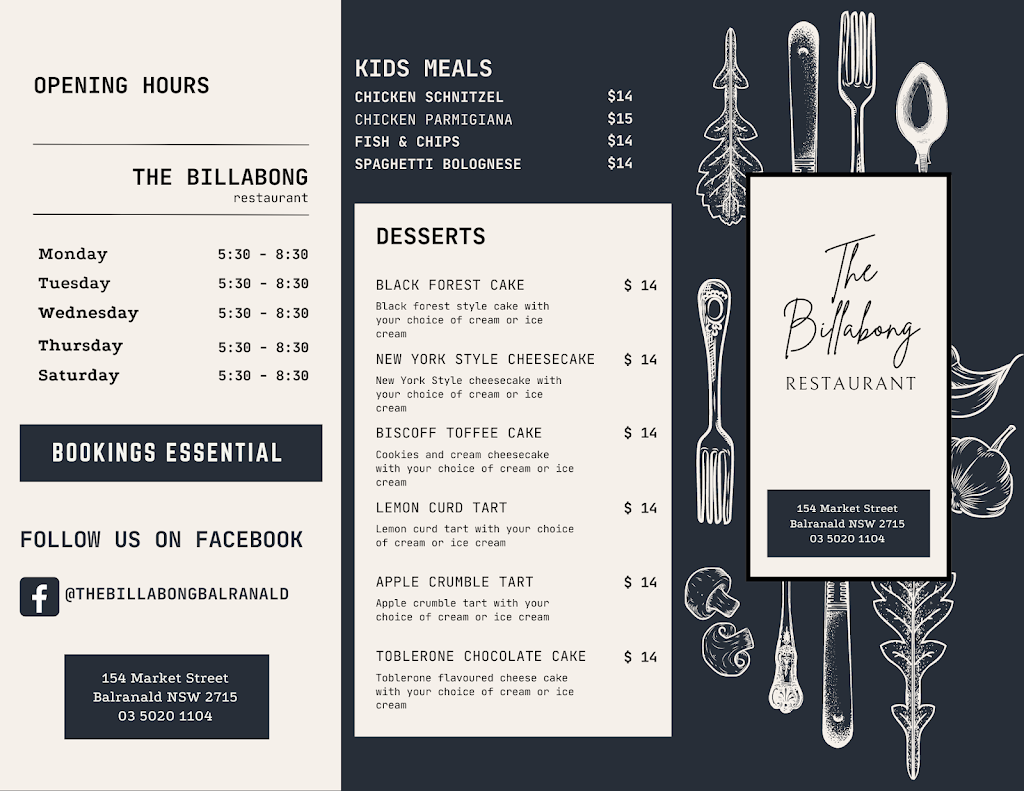 The Billabong Restaurant | 154 Market St, Balranald NSW 2715, Australia | Phone: (03) 6163 1823