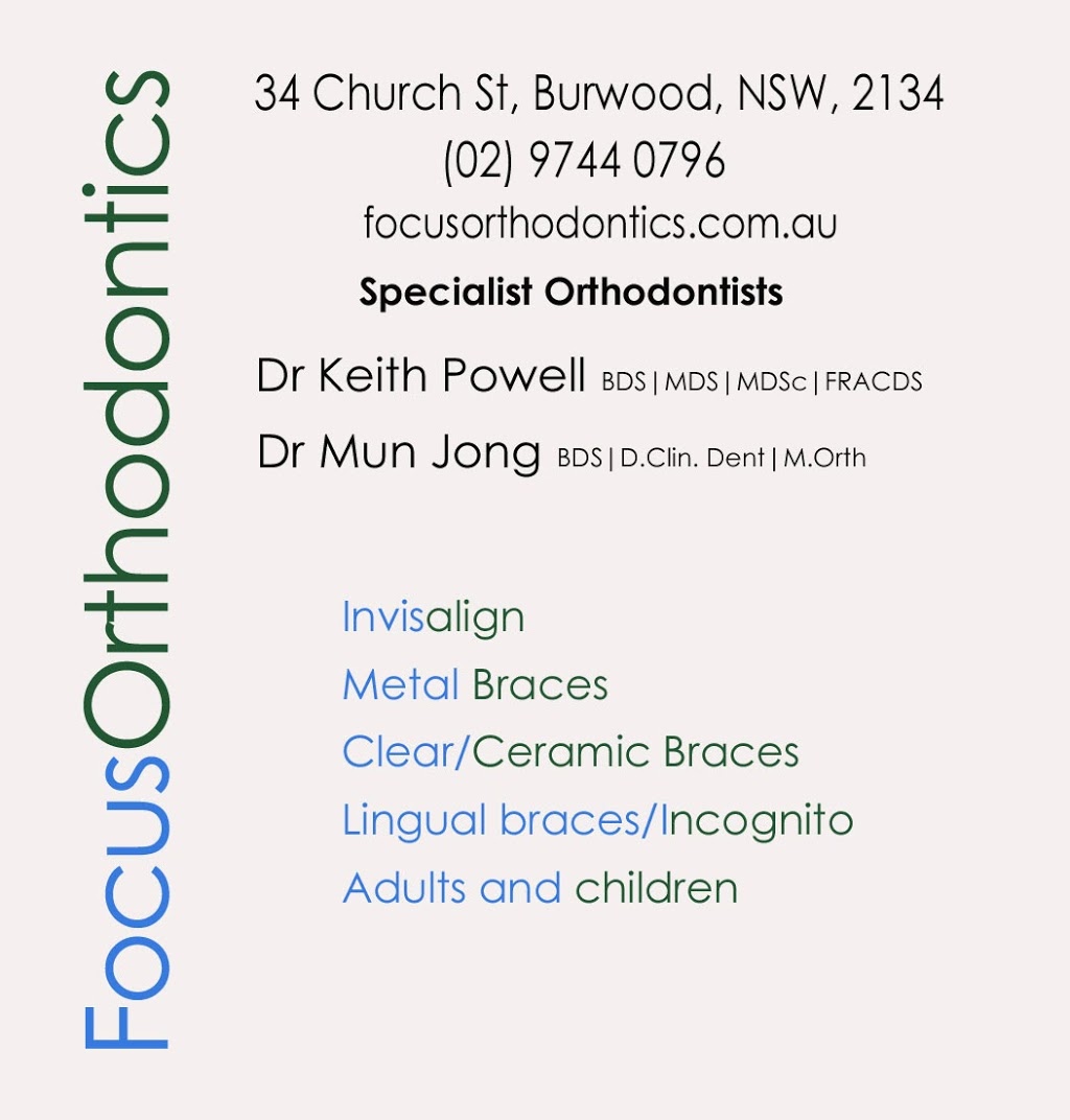 Focus Orthodontics | dentist | 2 Boronia Ave, Burwood NSW 2134, Australia | 0297440796 OR +61 2 9744 0796