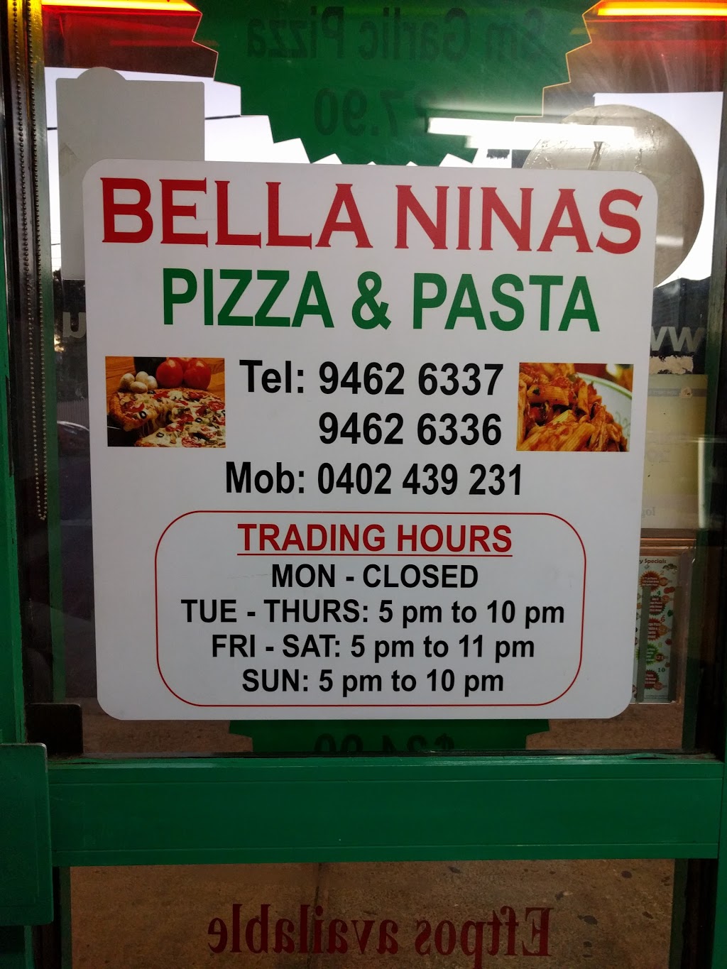 Bella Nina Pizza and Pasta | 168 Boldrewood Parade, Reservoir VIC 3073, Australia | Phone: (03) 9462 6337