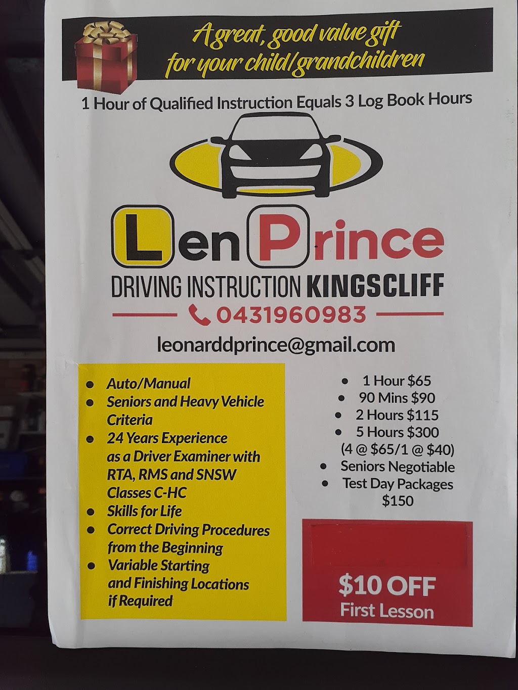 Len Prince Driving Instruction | 14 Shell St, Kingscliff NSW 2487, Australia | Phone: 0431 960 983