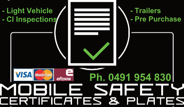 Mobile Safety Certificates & Plates | 11 Songbird Cct, Jimboomba QLD 4280, Australia | Phone: 0491 954 830