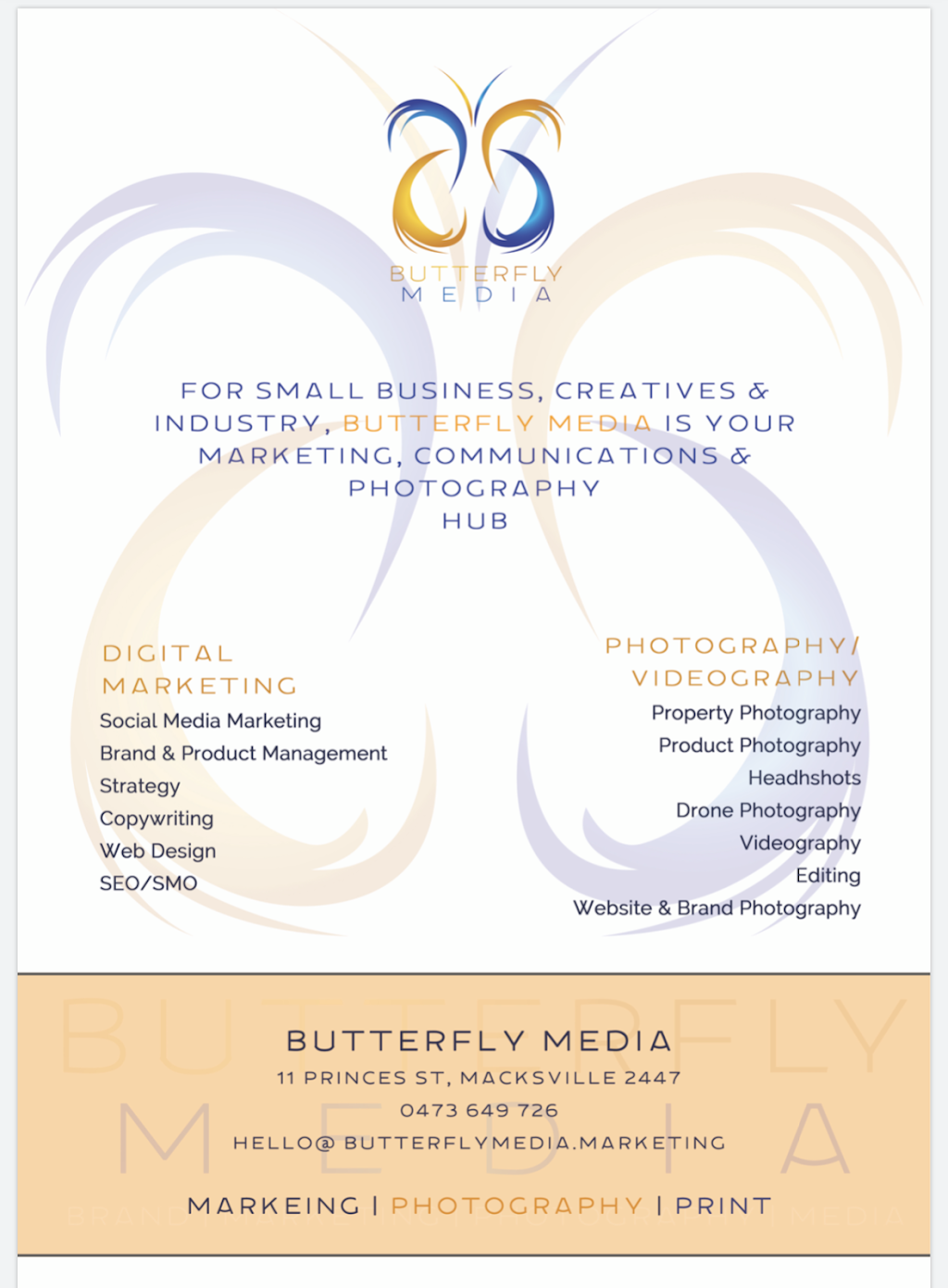 Butterfly Media |  | Innovation Hub Coffs Coast, Doug Knight Dr, Coffs Harbour NSW 2450, Australia | 0473649726 OR +61 473 649 726