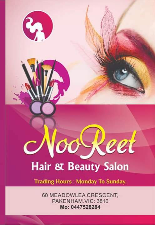 NooReet Hair and Beauty Salon | 60 Meadowlea Cres, Pakenham VIC 3810, Australia | Phone: 0447 528 284