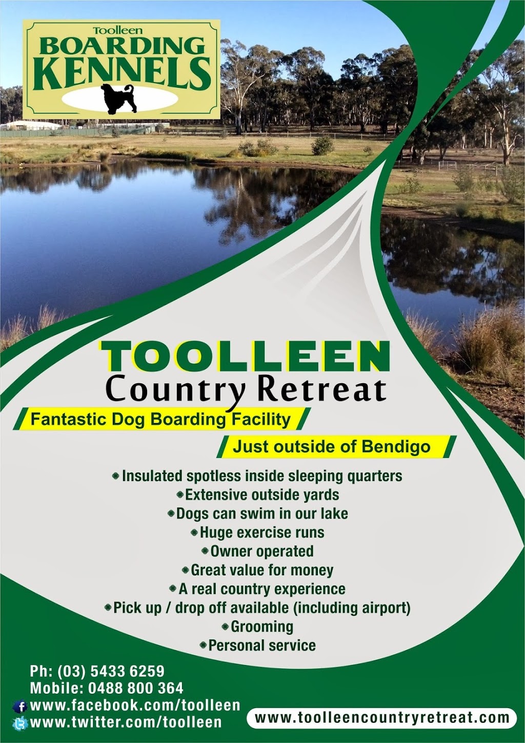 Toolleen Country Retreat | veterinary care | 1452 Toolleen-Axedale Rd, Toolleen VIC 3551, Australia | 0354336259 OR +61 3 5433 6259