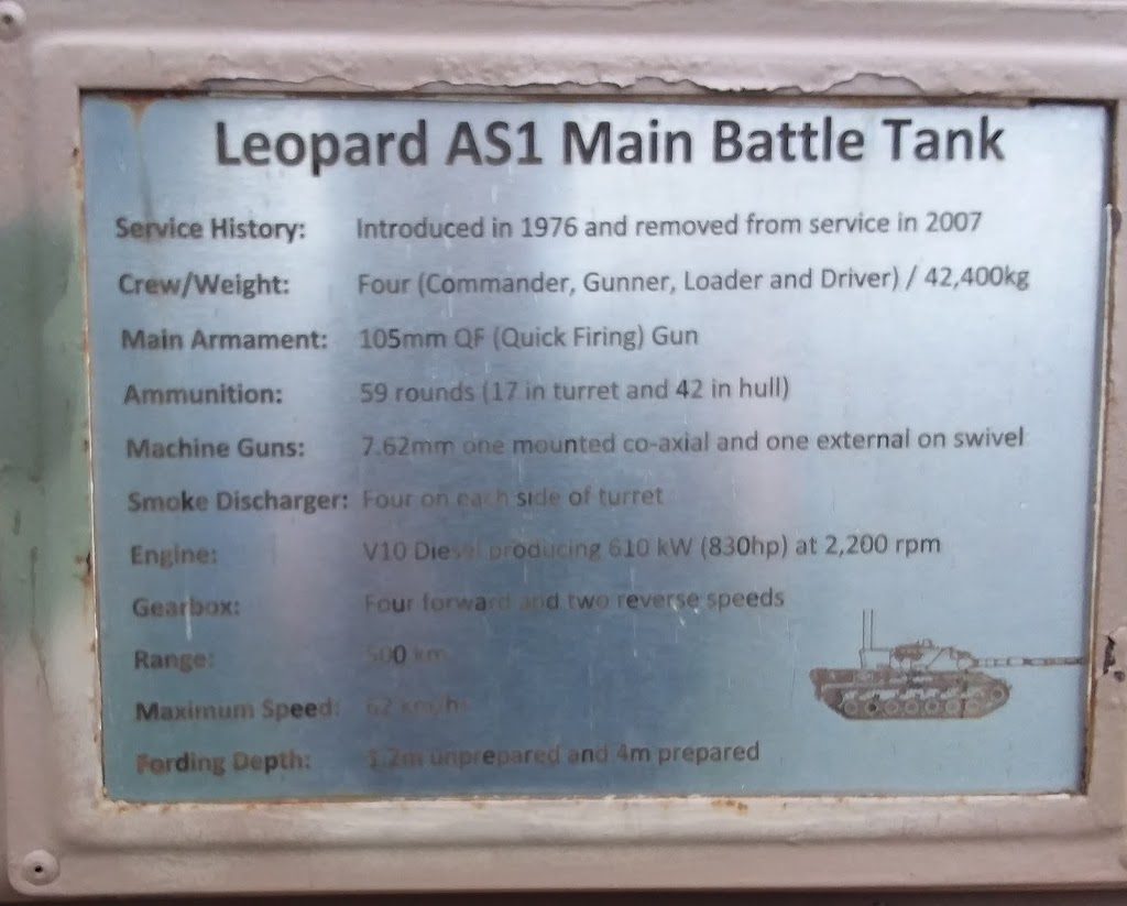 Leopard Tank Display | tourist attraction | 31-39 Norfolk Rd, Marion SA 5043, Australia | 0882964535 OR +61 8 8296 4535