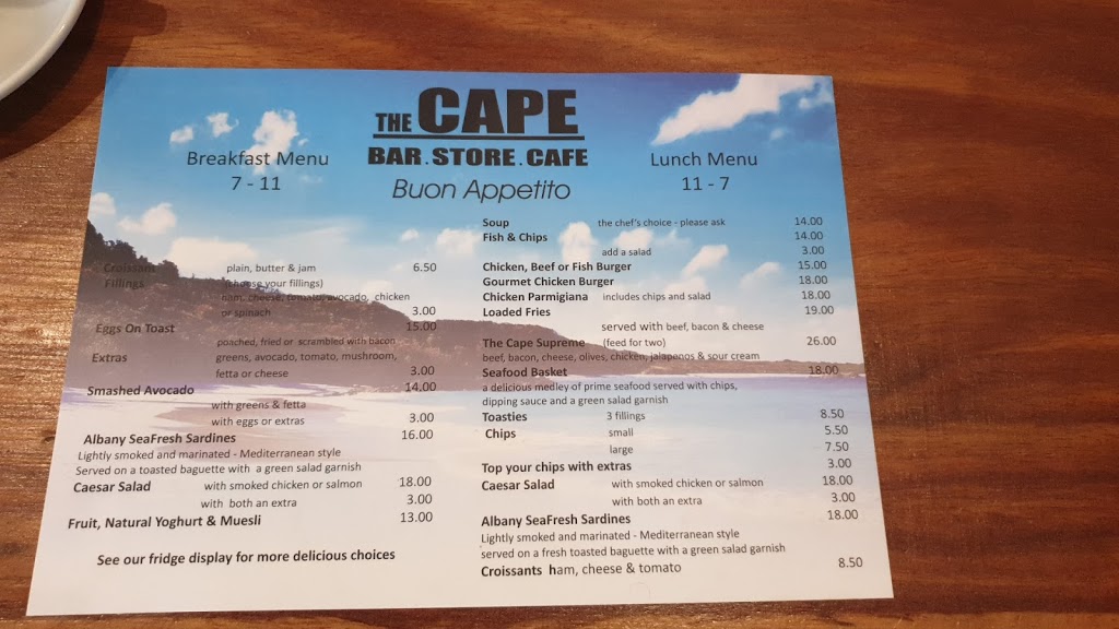 The CAPE Bar.Store.Cafe | cafe | Unit 1/256 Cosy Corner Rd, Kronkup WA 6330, Australia | 0898451000 OR +61 8 9845 1000
