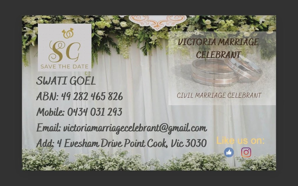 Victoria Marriage Celebrant | 5 Sandy Ave, Point Cook VIC 3030, Australia | Phone: 0434 031 293