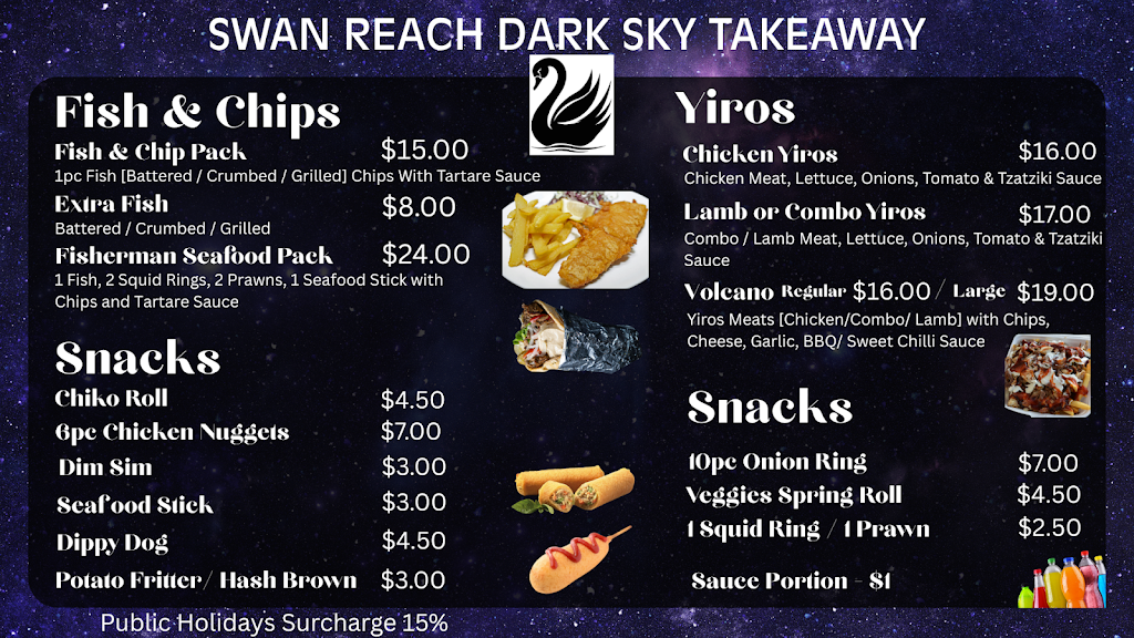 Swan Reach Dark Sky Takeaway | 2 Victoria St, Swan Reach SA 5354, Australia | Phone: 0468 858 501