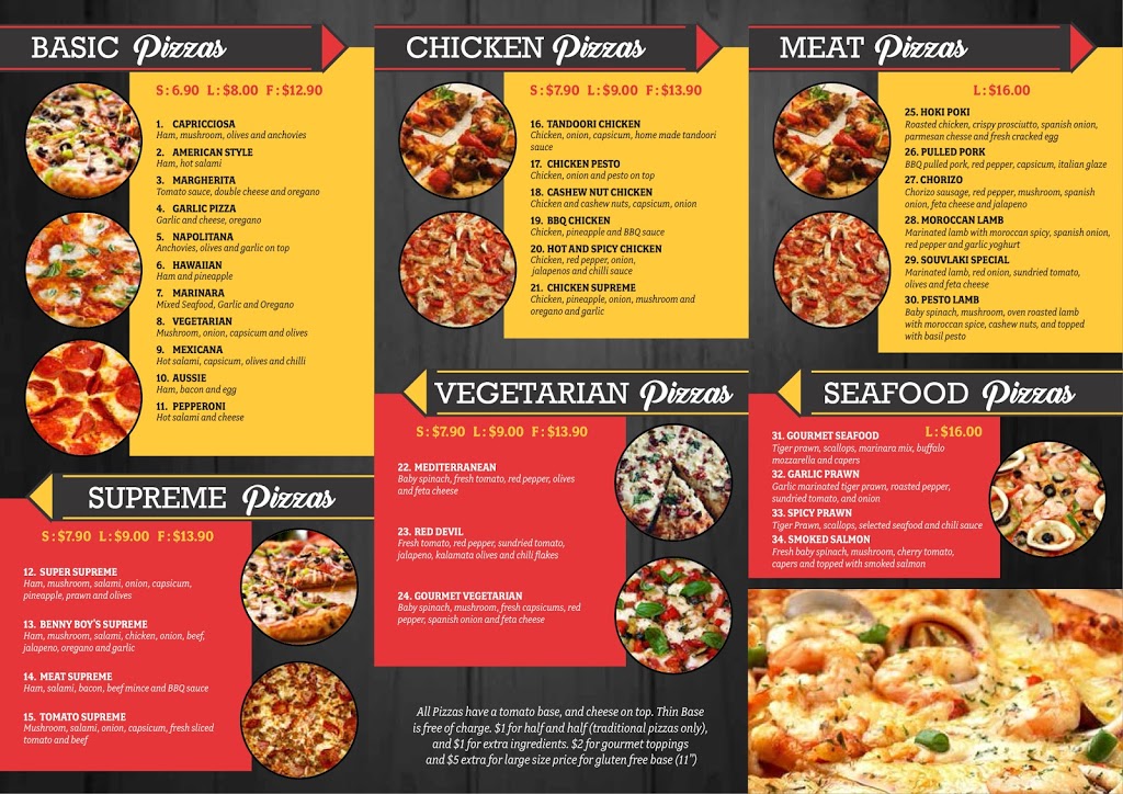Benny Boys Pizza (Wantirna South) | meal delivery | 100 Coleman Rd, Wantirna South VIC 3152, Australia | 0398012861 OR +61 3 9801 2861