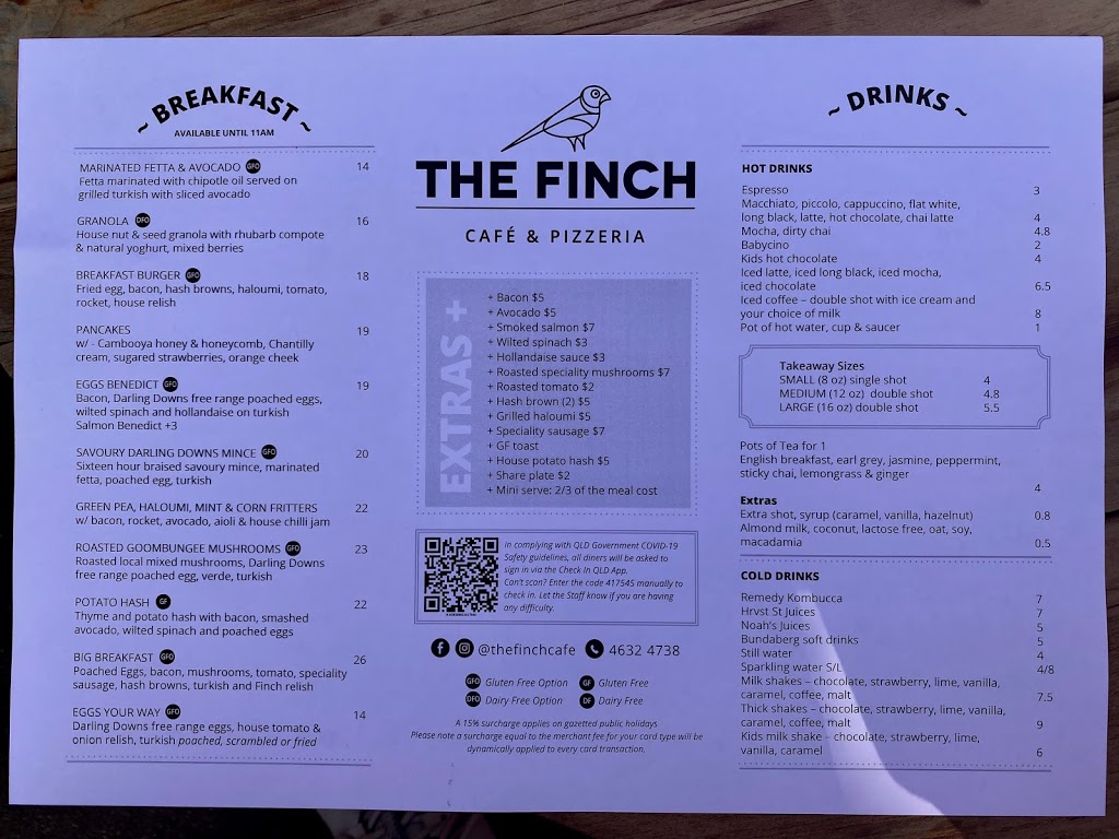 The Finch (East Toowoomba) | restaurant | 2 Margaret St, East Toowoomba QLD 4350, Australia | 0431791615 OR +61 431 791 615