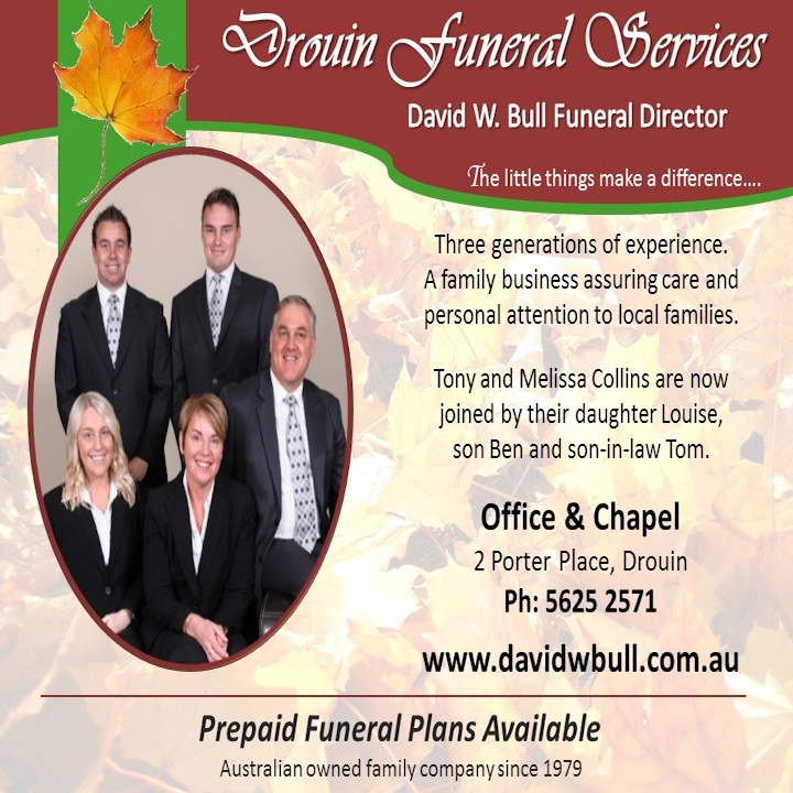 Drouin and Warragul Funeral Home David W Bull Family Funerals | 2 Porter Pl, Drouin VIC 3818, Australia | Phone: (03) 5625 2571