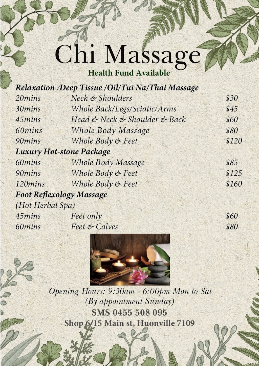 Chi Massage |  | Huon Arcade, 15 Main St, Huonville TAS 7109, Australia | 0455508095 OR +61 455 508 095