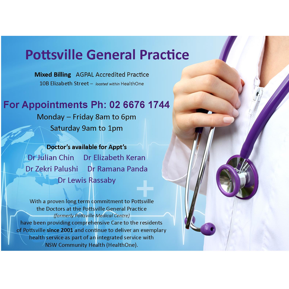 Pottsville General Practice | health | within HealthOne, 10B Elizabeth St, Pottsville NSW 2489, Australia | 0266761744 OR +61 2 6676 1744