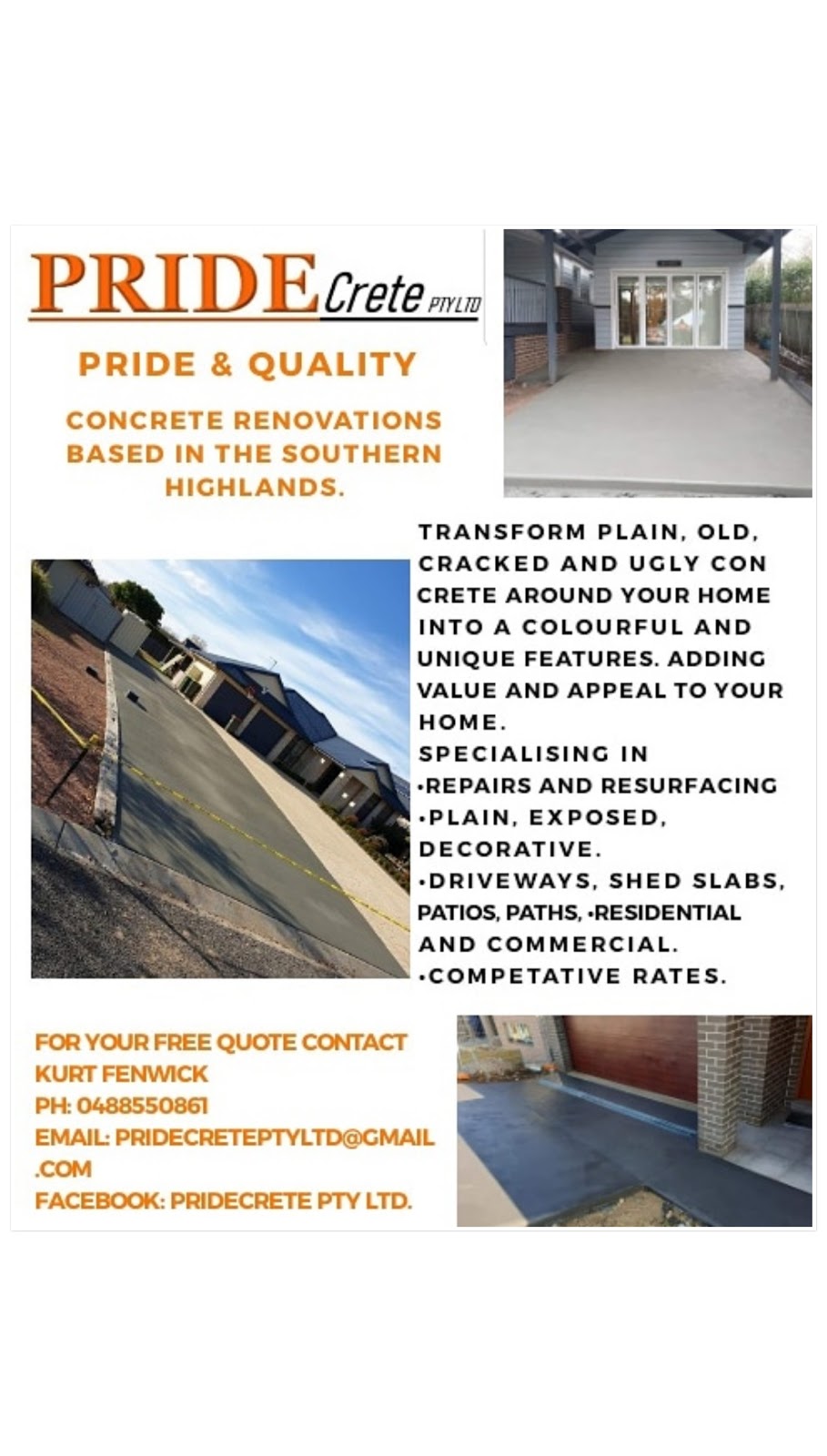 PRIDECRETE Pty Ltd | 43-45 James St, Mogo NSW 2536, Australia | Phone: 0488 550 861