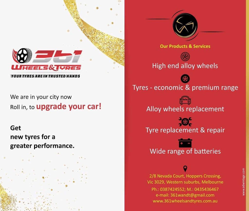 361 WHEELS AND TYRES | 2/8 Nevada Ct, Hoppers Crossing VIC 3029, Australia | Phone: (03) 8742 4552