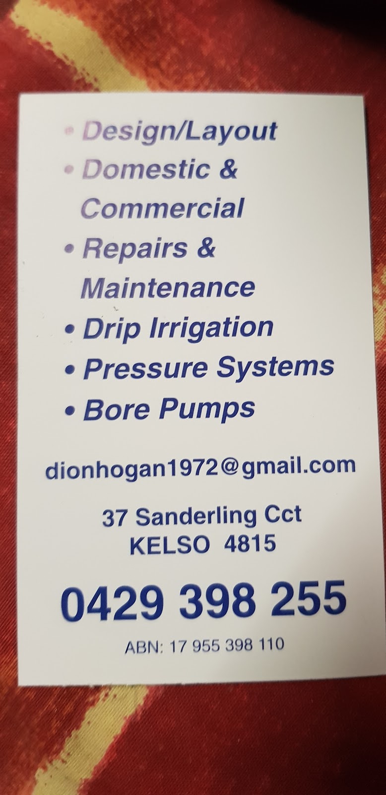 A1irrigation services | food | 37sanderling circuit, Kelso QLD 4815, Australia | 0429398255 OR +61 429 398 255