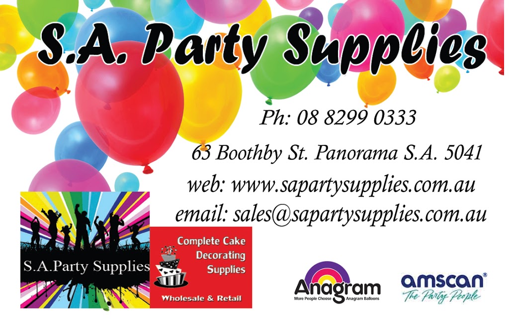 S.A Party Supplies | home goods store | 63 Boothby St, Panorama SA 5041, Australia | 0882990333 OR +61 8 8299 0333