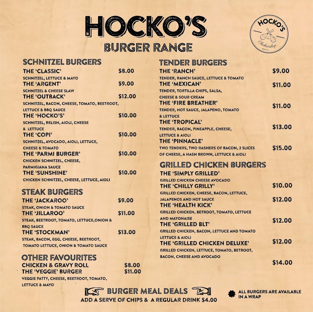 Hockos Chicken Shop | restaurant | 453 Argent St, Broken Hill NSW 2880, Australia | 0880884072 OR +61 8 8088 4072