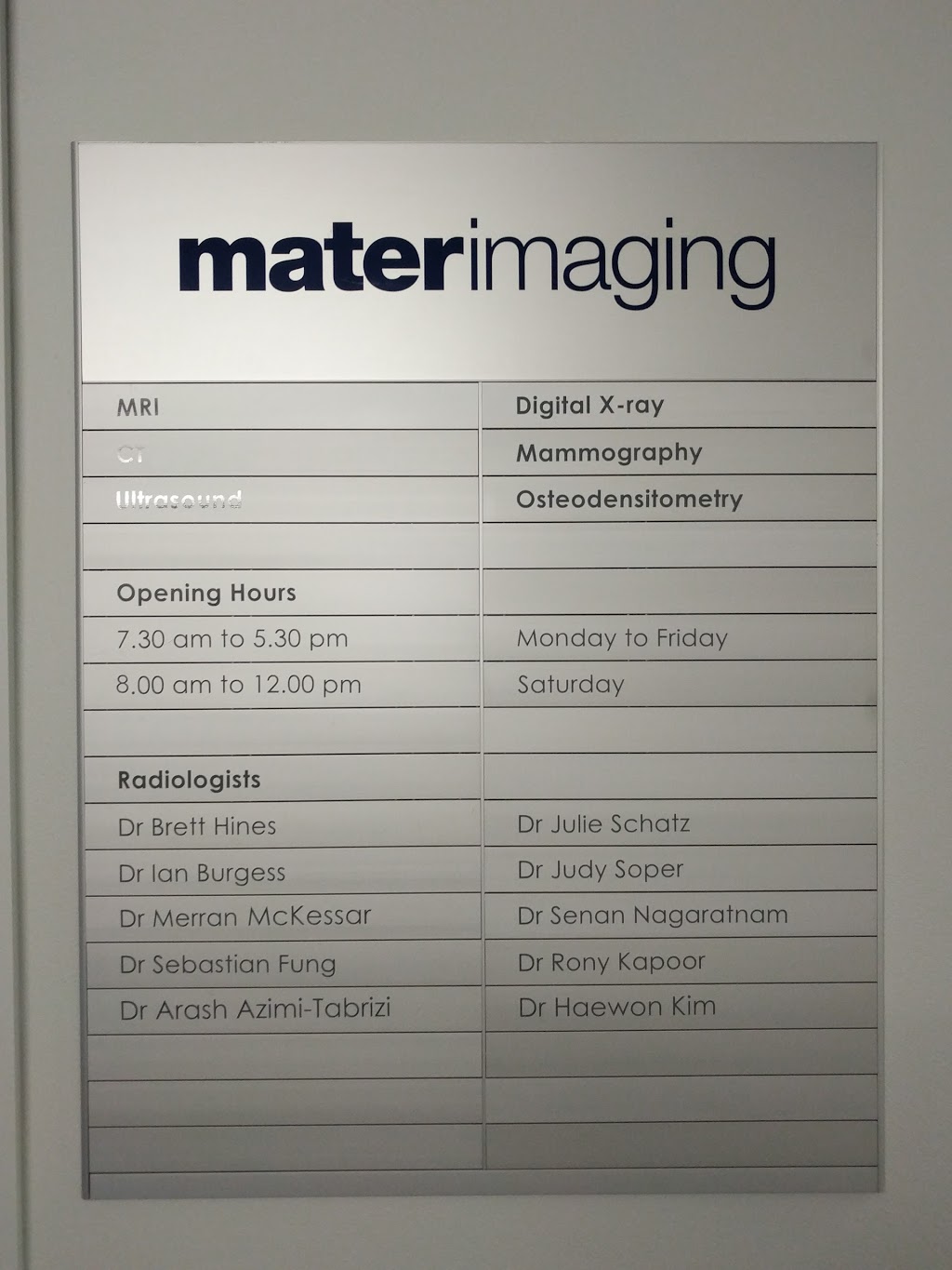 Mater Imaging | doctor | LG Floor Mater Hospital, 25 Rocklands Rd, Wollstonecraft NSW 2065, Australia | 0299554466 OR +61 2 9955 4466