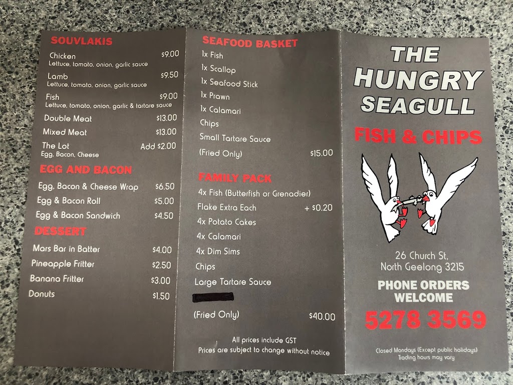 The Hungry Seagull | meal takeaway | 26 Church St, North Geelong VIC 3215, Australia | 0352783569 OR +61 3 5278 3569