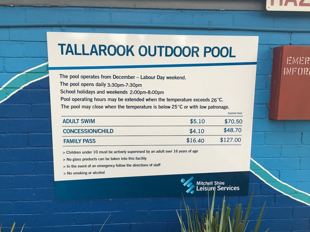Tallarook Outdoor Pool |  | 20 Upper Goulburn Rd, Tallarook VIC 3659, Australia | 0357991456 OR +61 3 5799 1456