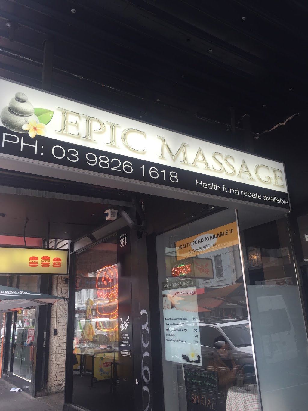 Epic Massage | health | 362 Chapel St, South Yarra VIC 3141, Australia | 0398261618 OR +61 3 9826 1618