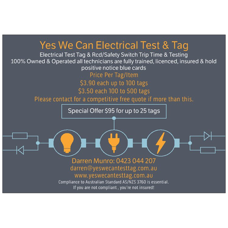 Yes We Can Electrical Test & Tag | 46 May St, Godwin Beach QLD 4511, Australia | Phone: 0423 044 207