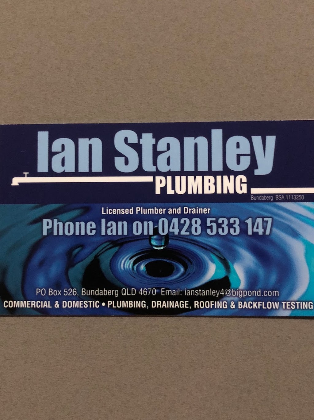 Ian Stanley Plumbing | 16 Ellen Dr, Bundaberg QLD 4670, Australia | Phone: 0428 533 147