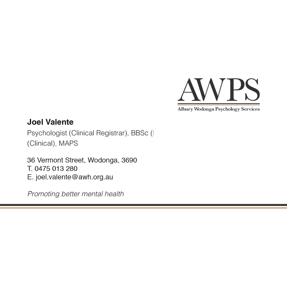 Albury Wodonga Psychology Services | health | 36 Vermont St, Wodonga VIC 3690, Australia | 0475013280 OR +61 475 013 280
